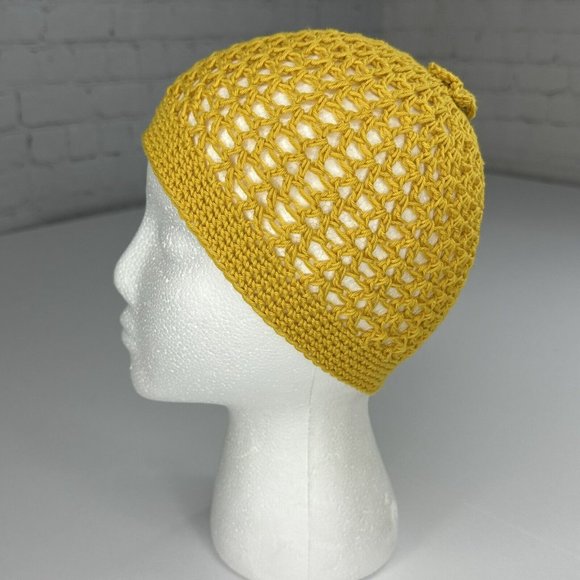 Handmade New Clem Hobbii Rainbow Turkish‎ Cotton Yellow Knit Beanie- Adult S/M - Picture 3 of 10